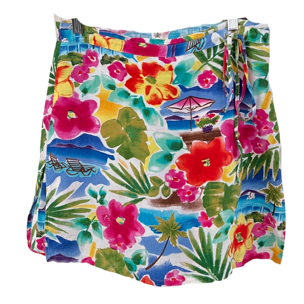 Mark Fore & Strike Tropical 100% Linen Skort size 8 Beach Vacation